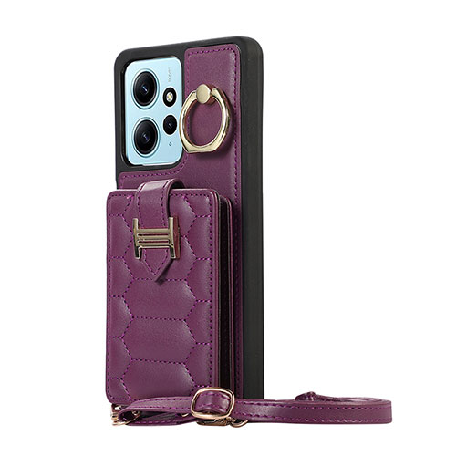 Soft Silicone Gel Leather Snap On Case Cover BF3 for Xiaomi Redmi Note 12 4G Purple