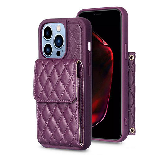 Soft Silicone Gel Leather Snap On Case Cover BF4 for Apple iPhone 16 Pro Max Purple