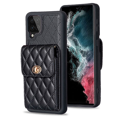 Soft Silicone Gel Leather Snap On Case Cover BF4 for Samsung Galaxy A12 5G Black