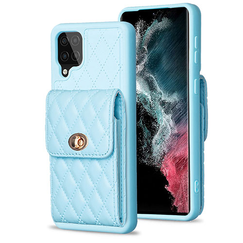 Soft Silicone Gel Leather Snap On Case Cover BF4 for Samsung Galaxy A12 5G Sky Blue