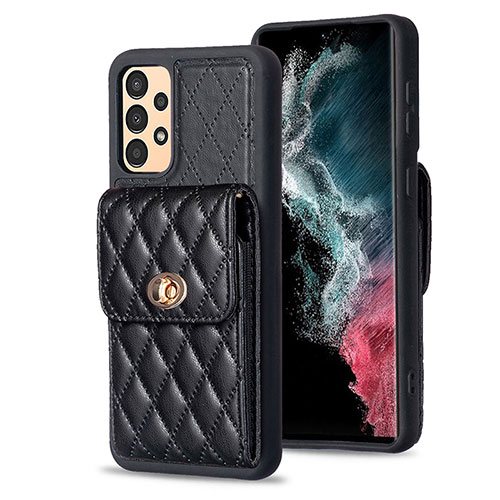 Soft Silicone Gel Leather Snap On Case Cover BF4 for Samsung Galaxy A13 4G Black