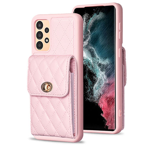 Soft Silicone Gel Leather Snap On Case Cover BF4 for Samsung Galaxy A13 4G Rose Gold