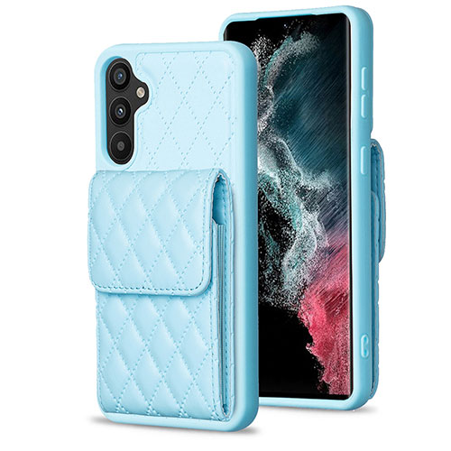 Soft Silicone Gel Leather Snap On Case Cover BF4 for Samsung Galaxy A34 5G Sky Blue