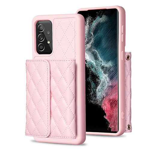 Soft Silicone Gel Leather Snap On Case Cover BF4 for Samsung Galaxy A52s 5G Rose Gold