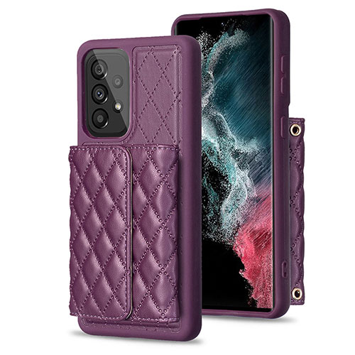 Soft Silicone Gel Leather Snap On Case Cover BF4 for Samsung Galaxy A53 5G Purple