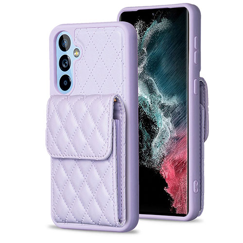 Soft Silicone Gel Leather Snap On Case Cover BF4 for Samsung Galaxy A54 5G Clove Purple