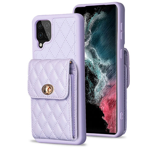 Soft Silicone Gel Leather Snap On Case Cover BF4 for Samsung Galaxy M12 Clove Purple