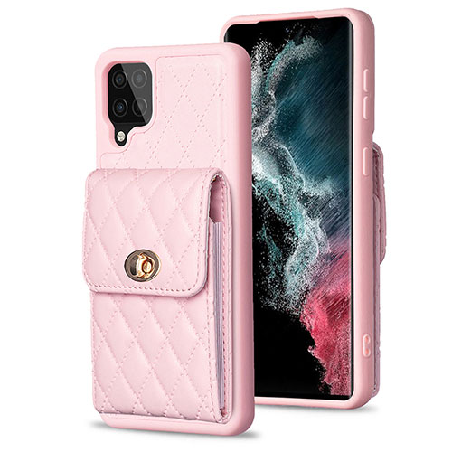 Soft Silicone Gel Leather Snap On Case Cover BF4 for Samsung Galaxy M12 Rose Gold