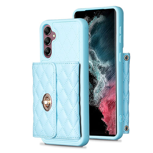 Soft Silicone Gel Leather Snap On Case Cover BF4 for Samsung Galaxy M44 5G Sky Blue