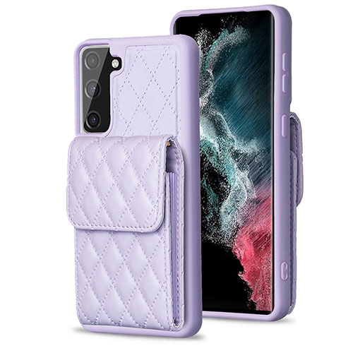 Soft Silicone Gel Leather Snap On Case Cover BF4 for Samsung Galaxy S21 FE 5G Clove Purple