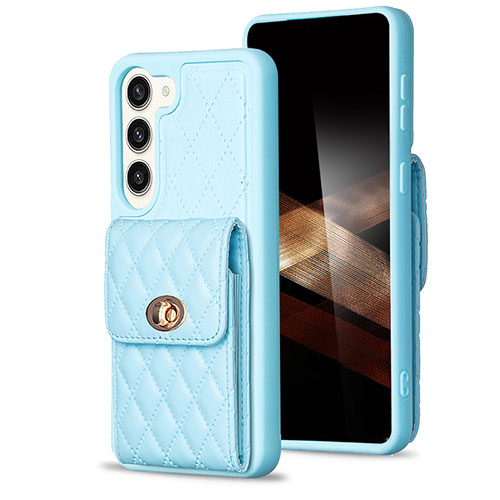 Soft Silicone Gel Leather Snap On Case Cover BF4 for Samsung Galaxy S24 5G Mint Blue