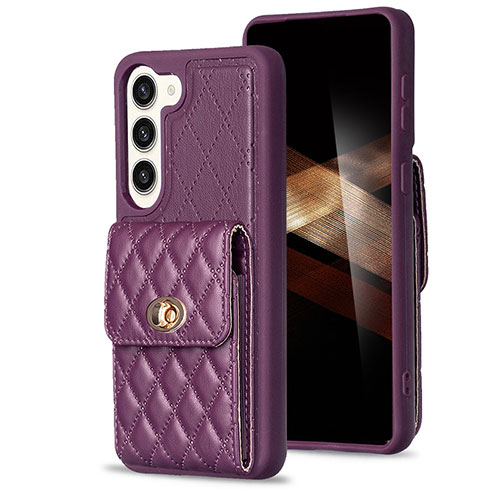 Soft Silicone Gel Leather Snap On Case Cover BF4 for Samsung Galaxy S24 5G Purple