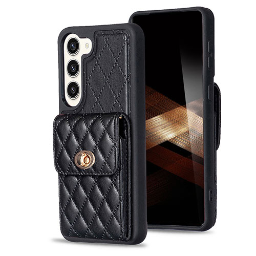 Soft Silicone Gel Leather Snap On Case Cover BF4 for Samsung Galaxy S24 Plus 5G Black