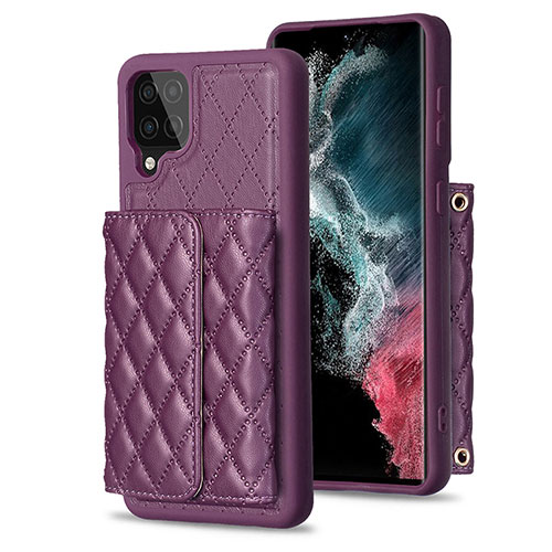 Soft Silicone Gel Leather Snap On Case Cover BF5 for Samsung Galaxy A12 Purple