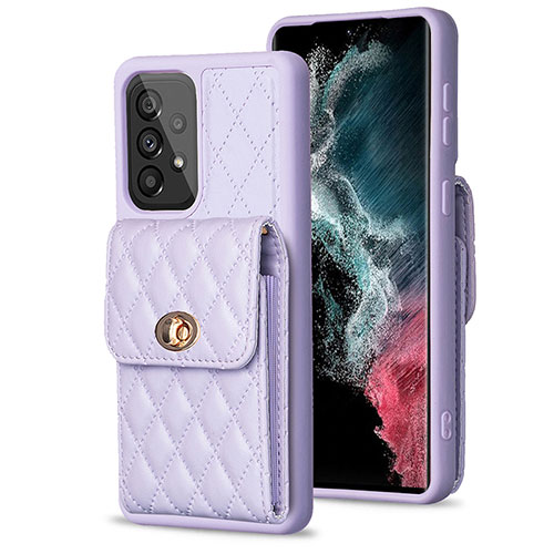 Soft Silicone Gel Leather Snap On Case Cover BF5 for Samsung Galaxy A53 5G Clove Purple