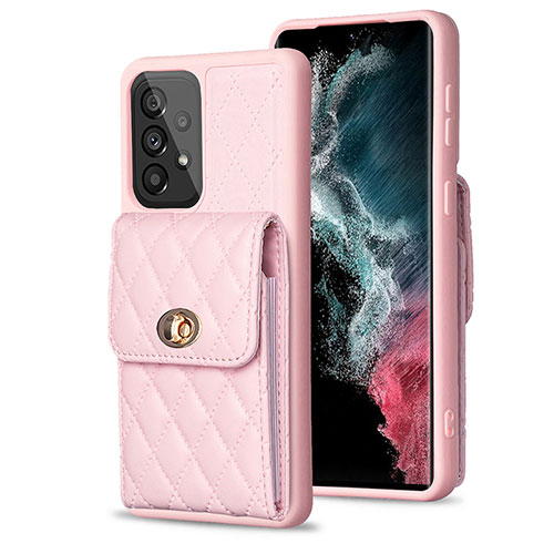 Soft Silicone Gel Leather Snap On Case Cover BF5 for Samsung Galaxy A53 5G Rose Gold