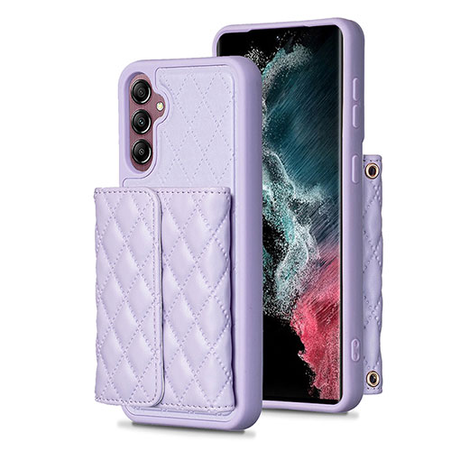 Soft Silicone Gel Leather Snap On Case Cover BF5 for Samsung Galaxy M44 5G Clove Purple