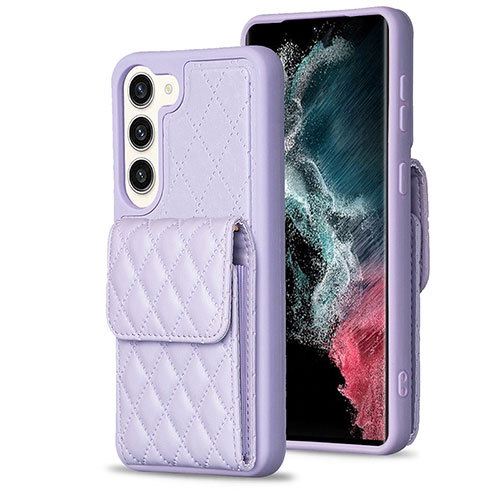 Soft Silicone Gel Leather Snap On Case Cover BF5 for Samsung Galaxy S22 5G Clove Purple