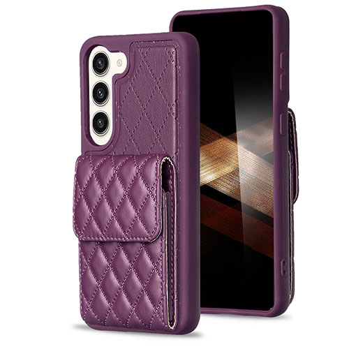 Soft Silicone Gel Leather Snap On Case Cover BF5 for Samsung Galaxy S25 5G Purple