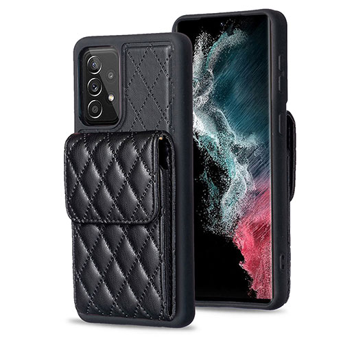 Soft Silicone Gel Leather Snap On Case Cover BF6 for Samsung Galaxy A52 4G Black