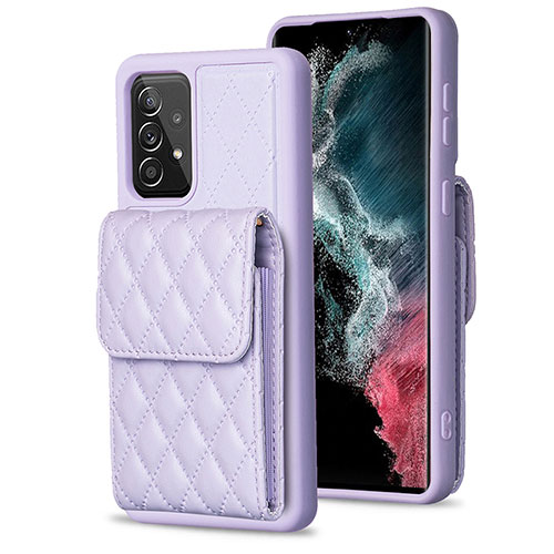 Soft Silicone Gel Leather Snap On Case Cover BF6 for Samsung Galaxy A52 4G Clove Purple