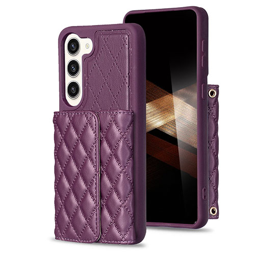 Soft Silicone Gel Leather Snap On Case Cover BF6 for Samsung Galaxy S24 5G Purple