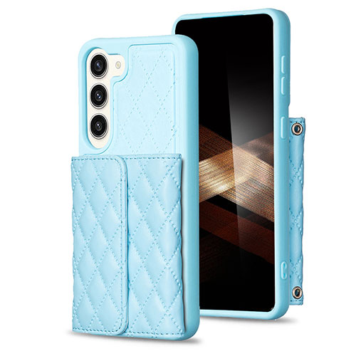 Soft Silicone Gel Leather Snap On Case Cover BF6 for Samsung Galaxy S25 5G Mint Blue