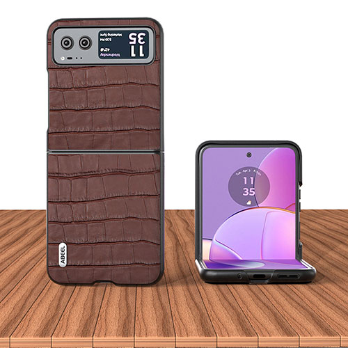 Soft Silicone Gel Leather Snap On Case Cover BH10 for Motorola Moto Razr 40 5G Brown