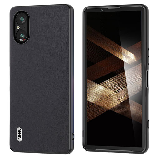 Soft Silicone Gel Leather Snap On Case Cover BH4 for Sony Xperia 5 V Black