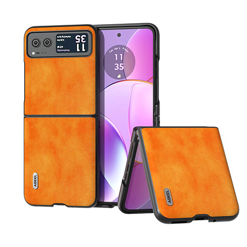 Soft Silicone Gel Leather Snap On Case Cover BH7 for Motorola Moto Razr 40 5G Orange