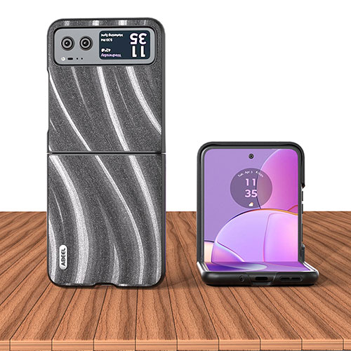 Soft Silicone Gel Leather Snap On Case Cover BH8 for Motorola Moto Razr 40 5G Dark Gray