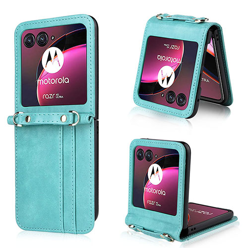 Soft Silicone Gel Leather Snap On Case Cover BY5 for Motorola Moto Razr 40 Ultra 5G Blue