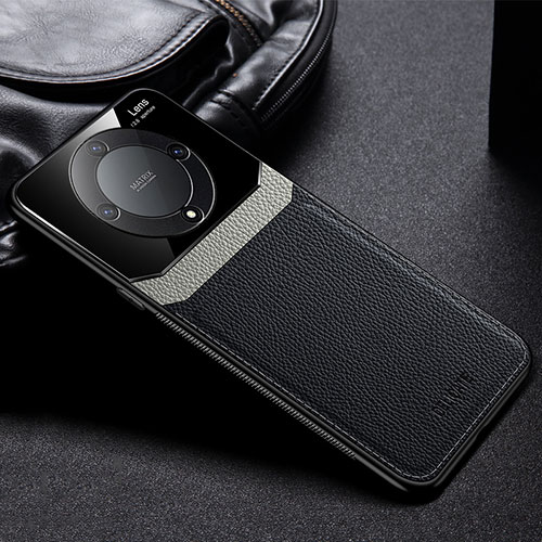 Soft Silicone Gel Leather Snap On Case Cover FL1 for Huawei Honor Magic5 Lite 5G Black