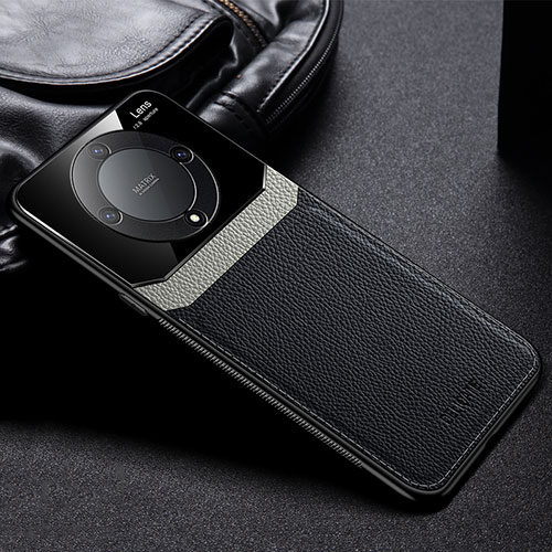 Soft Silicone Gel Leather Snap On Case Cover FL1 for Huawei Honor Magic6 Lite 5G Black