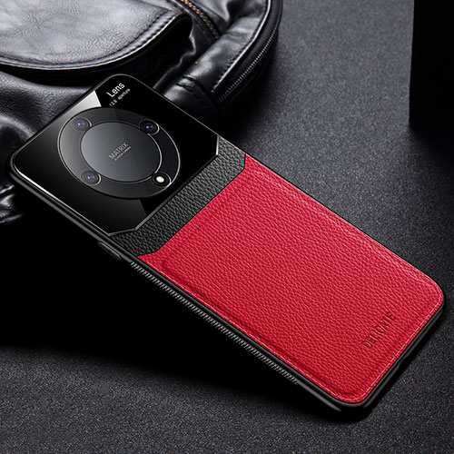 Soft Silicone Gel Leather Snap On Case Cover FL1 for Huawei Honor X9a 5G Red