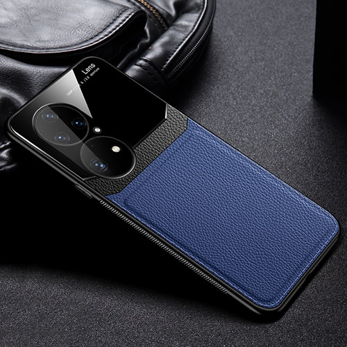 Soft Silicone Gel Leather Snap On Case Cover FL1 for Huawei P50 Blue