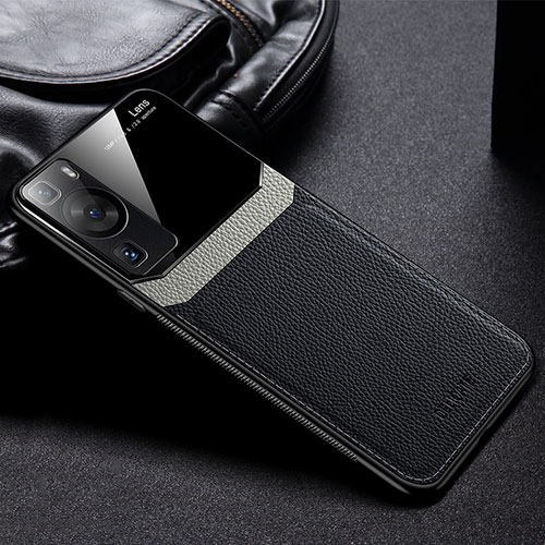 Soft Silicone Gel Leather Snap On Case Cover FL1 for Huawei P60 Black