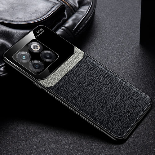 Soft Silicone Gel Leather Snap On Case Cover FL1 for OnePlus 10T 5G Black