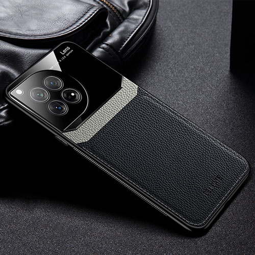 Soft Silicone Gel Leather Snap On Case Cover FL1 for OnePlus 12 5G Black