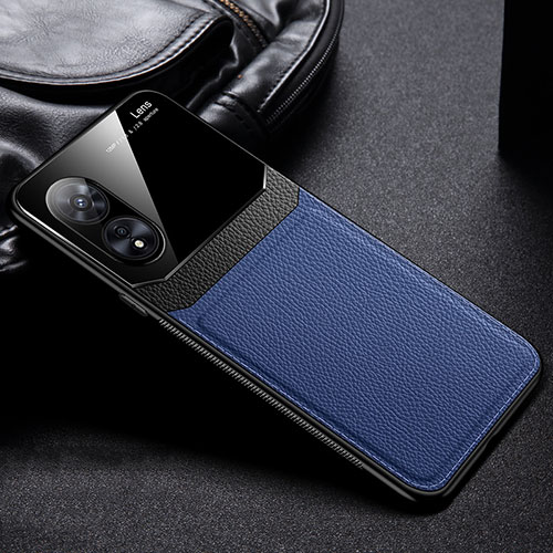 Soft Silicone Gel Leather Snap On Case Cover FL1 for Oppo A1x 5G Blue