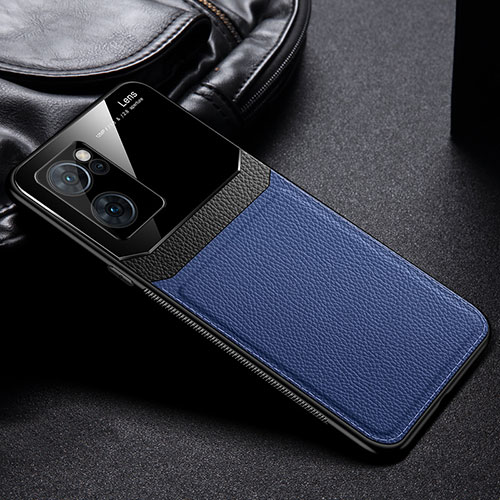 Soft Silicone Gel Leather Snap On Case Cover FL1 for Oppo Find X5 Lite 5G Blue