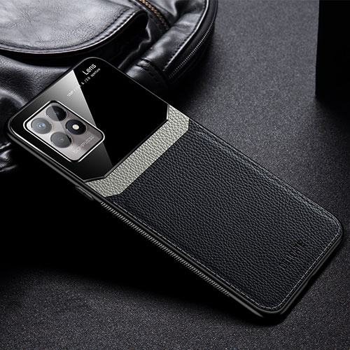 Soft Silicone Gel Leather Snap On Case Cover FL1 for Realme 8i Black