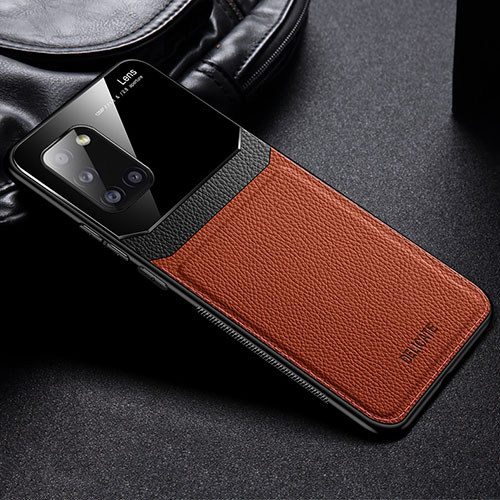 Soft Silicone Gel Leather Snap On Case Cover FL1 for Samsung Galaxy A31 Brown