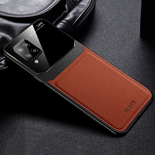 Soft Silicone Gel Leather Snap On Case Cover FL1 for Samsung Galaxy A42 5G Brown