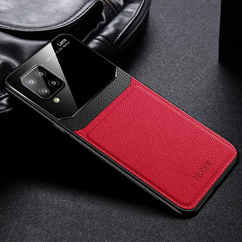 Soft Silicone Gel Leather Snap On Case Cover FL1 for Samsung Galaxy A42 5G Red