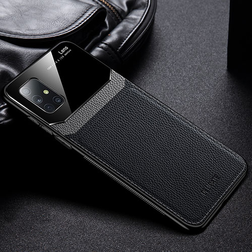 Soft Silicone Gel Leather Snap On Case Cover FL1 for Samsung Galaxy A51 5G Black