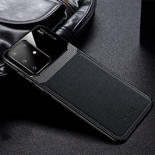 Soft Silicone Gel Leather Snap On Case Cover FL1 for Samsung Galaxy A91 Black