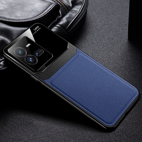 Soft Silicone Gel Leather Snap On Case Cover FL1 for Vivo iQOO 10 Pro 5G Blue