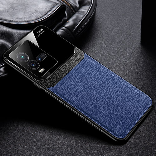 Soft Silicone Gel Leather Snap On Case Cover FL1 for Vivo iQOO 9T 5G Blue