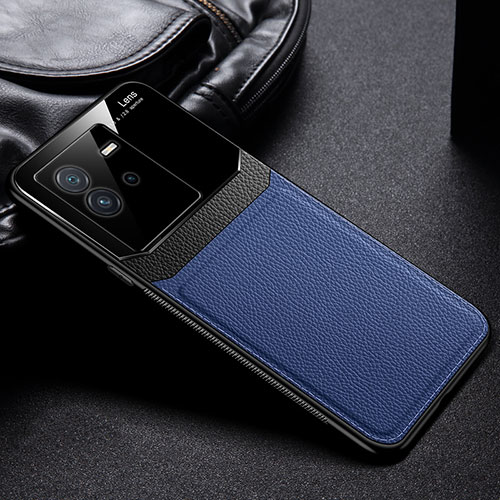 Soft Silicone Gel Leather Snap On Case Cover FL1 for Vivo iQOO Neo6 5G Blue